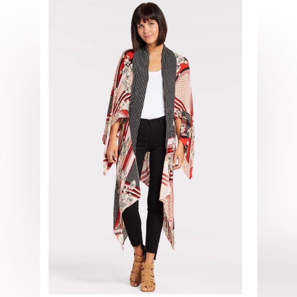 Free People Morning Glory Mixed Media Cutout Kimono One Size NWT